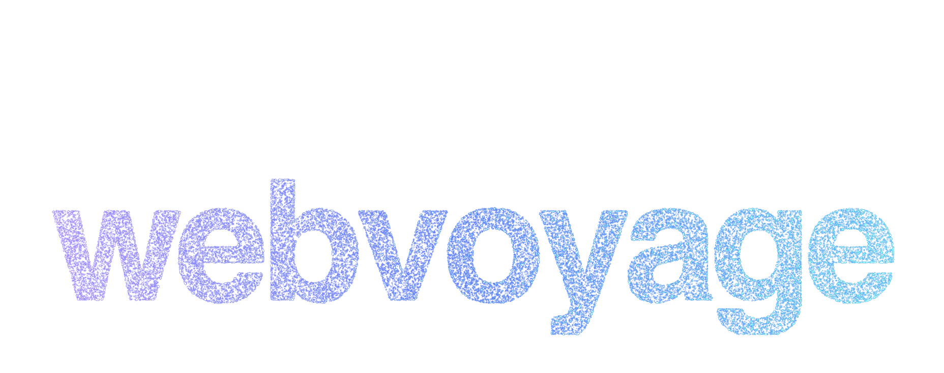 Willkommen bei WebVoyage, Schriftzug aus Lichtpunkten