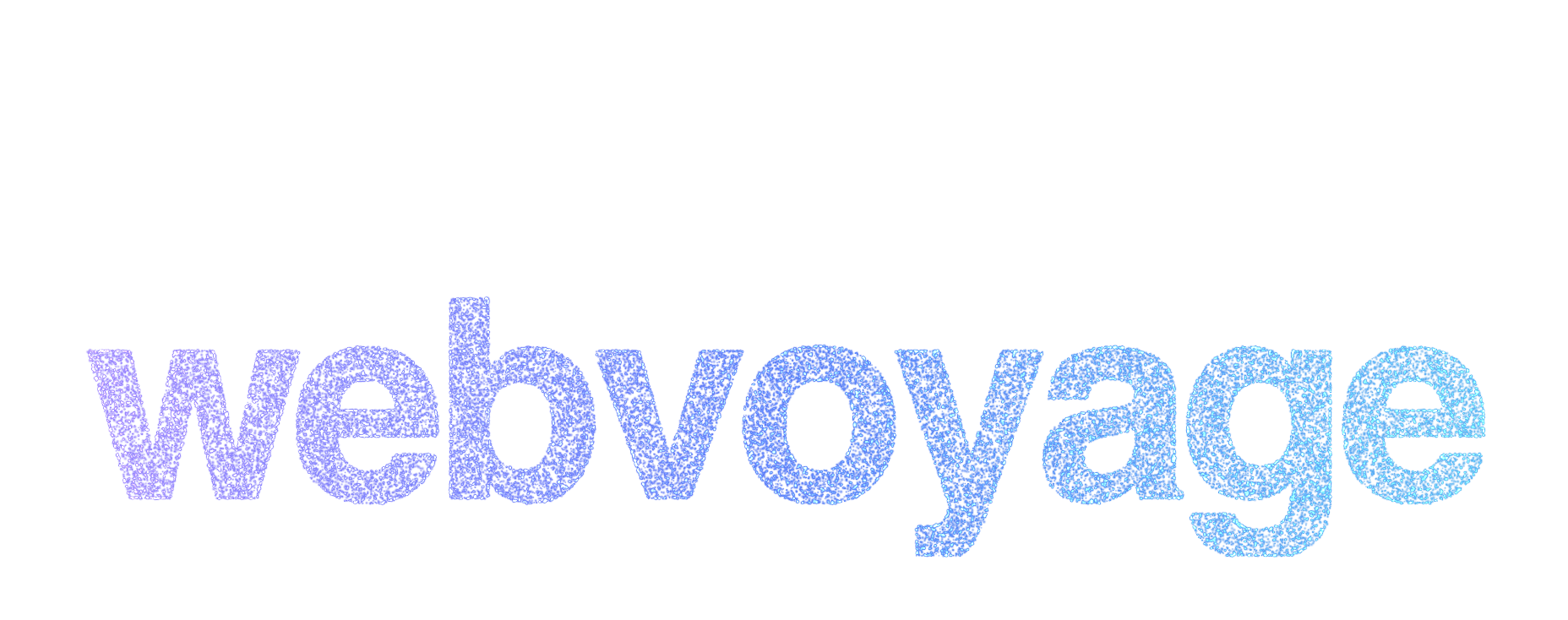 Welcome to WebVoyage, lettering made of points of light